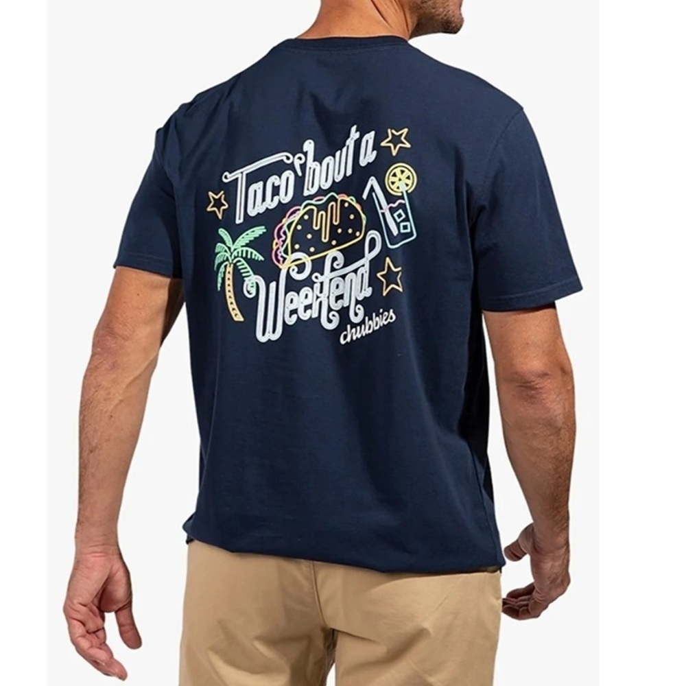 Chubbies Mens Taco Graphic Pocket T-Shirt Casual Short Sleeve Tee L